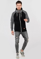 behype Sweatjacke HENRAY mit erhöhtem Kragen Dunkelgrau/Schwarz