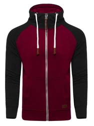 behype Sweatjacke HENRAY mit erhöhtem Kragen Dunkelrot/Bordeaux