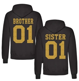 Kapuzenpullover Brother & Sister Fun Hoodie Pullover mit modischem Print