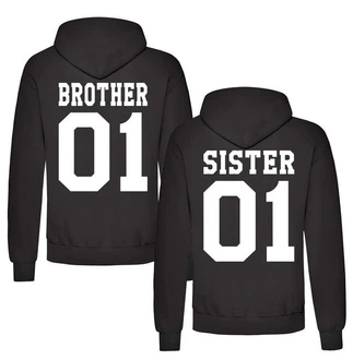 Couples Shop Kapuzenpullover Brother & Sister  Braun/Lila/Schwarz/Silber