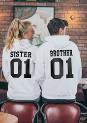 Couples Shop Kapuzenpullover Brother & Sister  Weiß/Lila/Silber/Braun/Creme