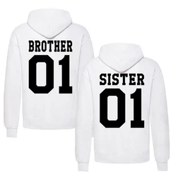 Couples Shop Kapuzenpullover Brother & Sister  Weiß/Lila/Silber/Braun/Creme