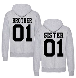 Couples Shop Kapuzenpullover Brother & Sister  Silber/Grau/Braun/Lila/Hellgrau/Dunkelgrau