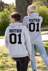 Couples Shop Kapuzenpullover Brother & Sister  Silber/Grau/Braun/Lila/Hellgrau/Dunkelgrau