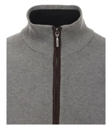 Redmond Strickpullover Troyer Grau/Dunkelgrau/Braun