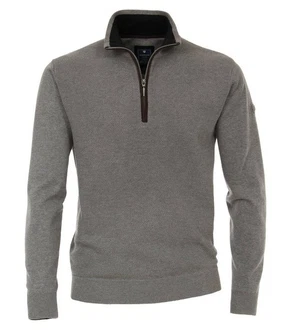 Redmond Strickpullover Troyer Grau/Dunkelgrau/Braun