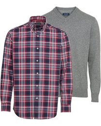 Langarmhemd Set: Pullover & Karohemd