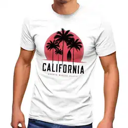 Print-Shirt Herren T-Shirt California Palmen Santa Monica Beach Sommer Sonne mit Print