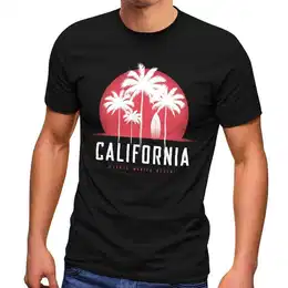 Print-Shirt Herren T-Shirt California Palmen Santa Monica Beach Sommer Sonne mit Print
