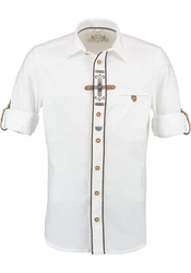 OS-Trachten Trachtenhemd Phegin Langarmhemd Creme/Weiß/Grau/Beige