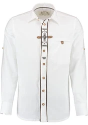 OS-Trachten Trachtenhemd Phegin Langarmhemd Creme/Weiß/Grau/Beige