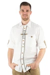 OS-Trachten Trachtenhemd Phegin Langarmhemd Creme/Weiß/Grau/Beige