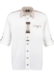 OS-Trachten Trachtenhemd Nevai Langarmhemd Weiß/Beige/Creme