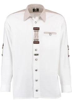 OS-Trachten Trachtenhemd Nevai Langarmhemd Weiß/Beige/Creme