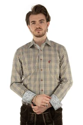 OS-Trachten Trachtenhemd Arkaya Rot/Beige/Braun
