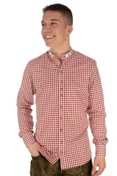 OS-Trachten Trachtenhemd Prabu Langarmhemd Rot/Dunkelrot