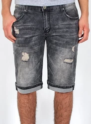 ESRA Jeansshorts Herren Capri Schwarz/Dunkelgrau/Hellgrau/Grau