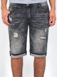 ESRA Jeansshorts Herren Capri Schwarz/Dunkelgrau/Hellgrau/Grau