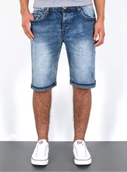 ESRA Jeansshorts Herren Capri Blau/Hellblau