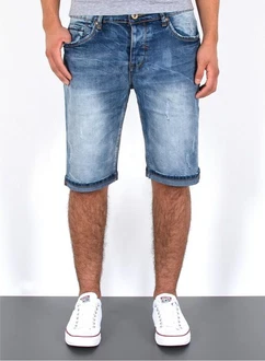 ESRA Jeansshorts Herren Capri Blau/Hellblau