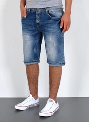 ESRA Jeansshorts Herren Capri Blau/Hellblau