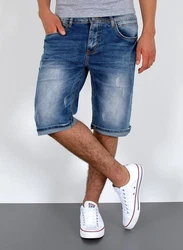 ESRA Jeansshorts Herren Capri Blau/Hellblau