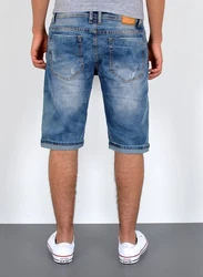 ESRA Jeansshorts Herren Capri Blau/Hellblau