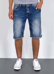 ESRA Jeansshorts Herren Capri Blau/Hellblau