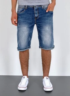 ESRA Jeansshorts Herren Capri Blau/Hellblau