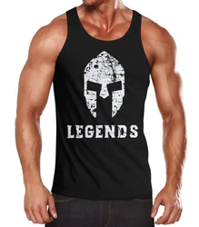 Neverless Tanktop Herren Tank Top Legends Sparta Spartaner Helm Rot/Schwarz/Orange