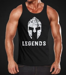 Neverless Tanktop Herren Tank Top Legends Sparta Spartaner Helm Rot/Schwarz/Orange