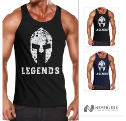 Neverless Tanktop Herren Tank Top Legends Sparta Spartaner Helm Dunkelblau/Hellblau/Blau