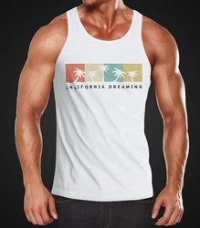 Neverless Tanktop Herren California Dreaming Summer Party Blau/Gold/Rot/Weiß/Grau/Orange
