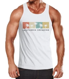 Tanktop Herren Tank Top California Dreaming Summer Party Palmen Palms Retro mit Print
