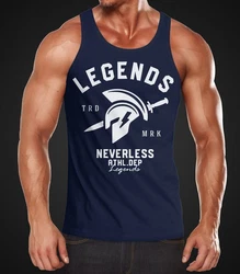 Neverless Tanktop Gladiator Sparta Gym Athletics Sport Fitness Dunkelblau/Blau/Hellblau