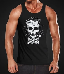 Neverless Tanktop Herren A smooth sea never made skilled Sailor Skull Schwarz/Beige/Dunkelblau