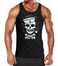 Tanktop Herren Tank Top A smooth sea never made skilled Sailor Skull mit Print