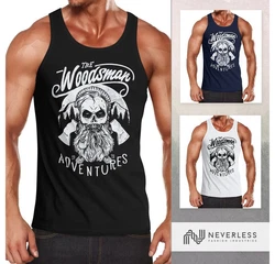 Neverless Tanktop Herren Lumberjack Woodsman Rosa/Schwarz/Braun