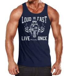 Neverless Tanktop Herren V8 Motor-Block Engine Hot Rod GT Blau/Dunkelblau