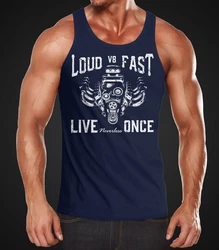 Neverless Tanktop Herren V8 Motor-Block Engine Hot Rod GT Blau/Dunkelblau