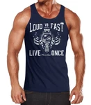 Neverless Tanktop Herren V8 Motor-Block Engine Hot Rod GT Blau/Dunkelblau