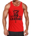 Neverless Tanktop Herren Skull Captain Legend Totenkopf Kapitän Rot/Dunkelrot