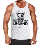 Neverless Tanktop Herren Skull Captain Legend Totenkopf Kapitän Dunkelblau/Dunkelgrau/Orange/Hellblau/Rot/Weiß/Türkis