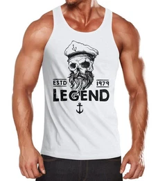 Tanktop Herren Tank-Top Skull Captain Legend Totenkopf Bart Kapitn mit Print