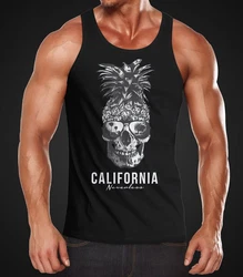 Neverless Tanktop Herren Pineapple Skull Schwarz/Gelb/Rot