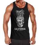 Neverless Tanktop Herren Pineapple Skull Schwarz/Gelb/Rot