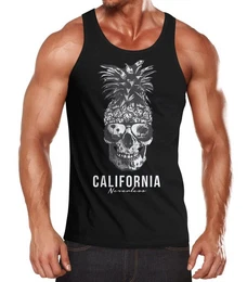 Tanktop Cooles Herren Tank-Top Pineapple Skull Sonnenbrille Ananas Totenkopf Slim Fit mit Print