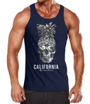 Neverless Tanktop Herren Pineapple Skull Dunkelblau/Blau