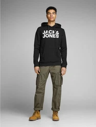 Jack & Jones Sweatshirt JJECORP LOGO SWEAT HOOD (3478) anthrazit / wei