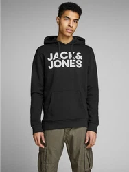 Jack & Jones Sweatshirt JJECORP LOGO SWEAT HOOD (3478) anthrazit / wei